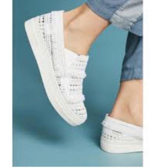 SEYCHELLES White/Silver Varsity Letter Crochet Slip-on Sneakers-7.5 - Picture 2 of 10